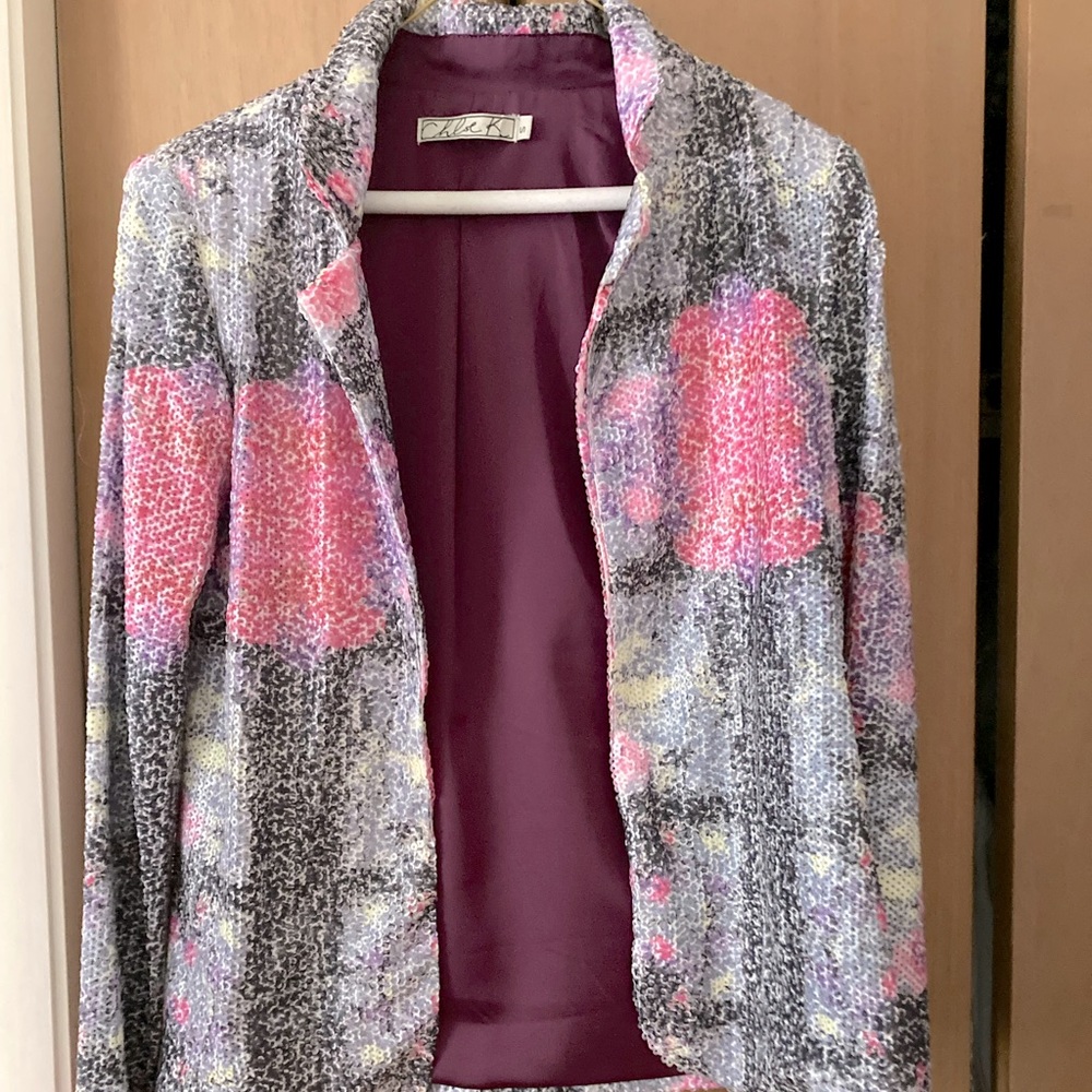 Sequined collared blazer